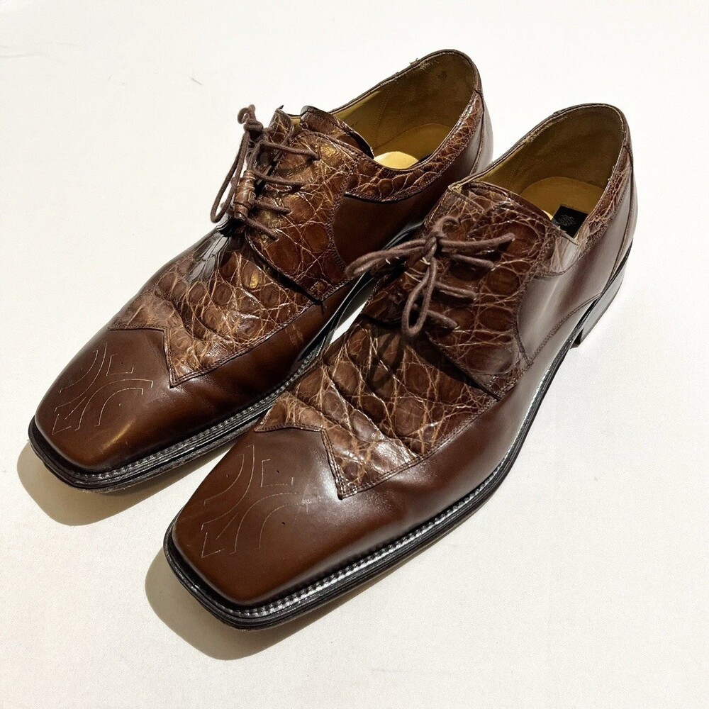 MEZLAN Leather Genuine Crocodile Alligator Loafers Shoes Boots 13 Vintage